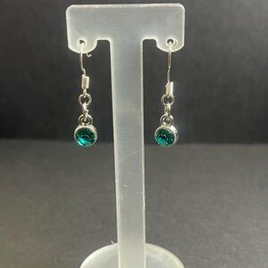 Elegant Silver and Blue/Green Drop Earrings